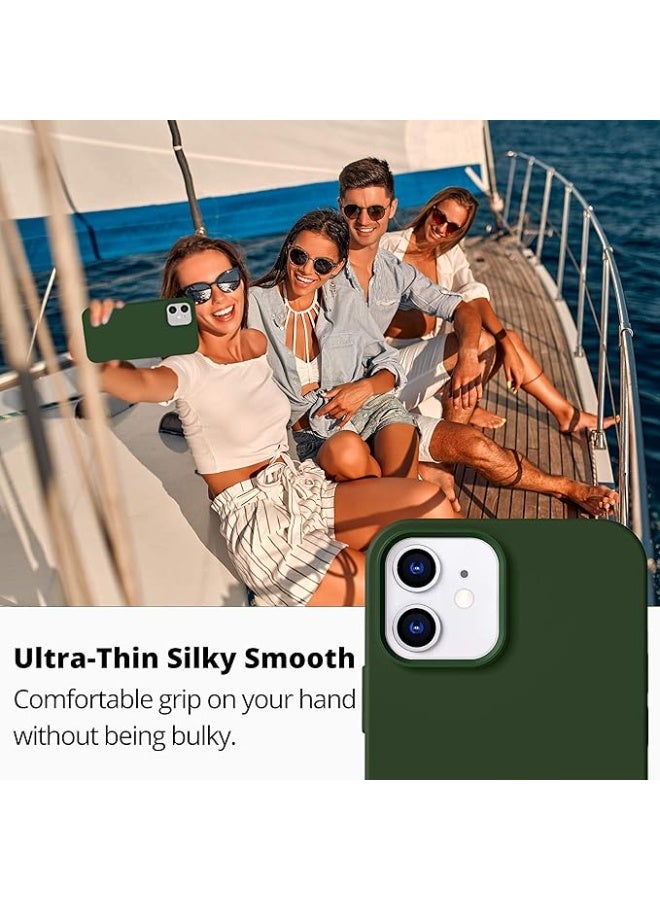 Compatible with iPhone 12 Case, Compatible with iPhone 12 Pro Case, Slim Liquid Silicone 3 Layers Full Covered Soft Gel Rubber Phone Case Cover 6.1 inch- Green - Image 2