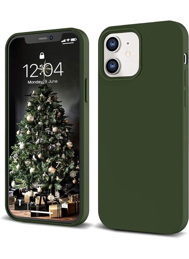 Compatible with iPhone 12 Case, Compatible with iPhone 12 Pro Case, Slim Liquid Silicone 3 Layers Full Covered Soft Gel Rubber Phone Case Cover 6.1 inch- Green - Image 1