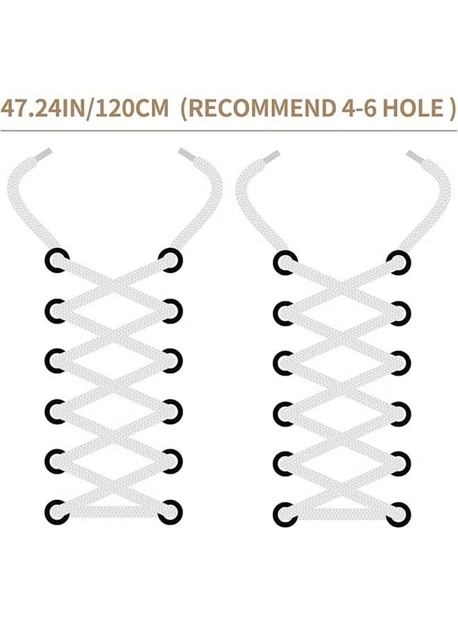 هابي دي 3 أزواج من أربطة الحذاء المسطحة بعرض 8 مم، أربطة حذاء مسطحة بطبقة واحدة لأحذية الأولاد والبنات البيضاء، مناسبة لأحذية الرياضة والترفيه وتسلق الجبال وكرة السلة (أبيض) - Image 2