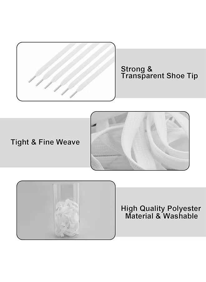 هابي دي 3 أزواج من أربطة الحذاء المسطحة بعرض 8 مم، أربطة حذاء مسطحة بطبقة واحدة لأحذية الأولاد والبنات البيضاء، مناسبة لأحذية الرياضة والترفيه وتسلق الجبال وكرة السلة (أبيض) - Image 5