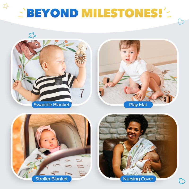 Bubzi Co Baby Monthly Milestone Blanket, Soft Woodland Photo Blanket for Baby Boy & Baby Girl, Nursery Bed Blanket, Newborn Essentials, Baby Registry Must Haves - Image 5
