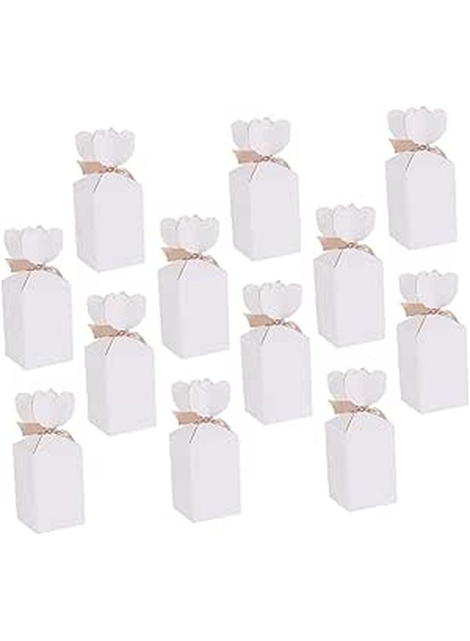 White Cardboard Ribbon Candy Box Set 20pcs Wedding Party Favor Packaging - Image 1