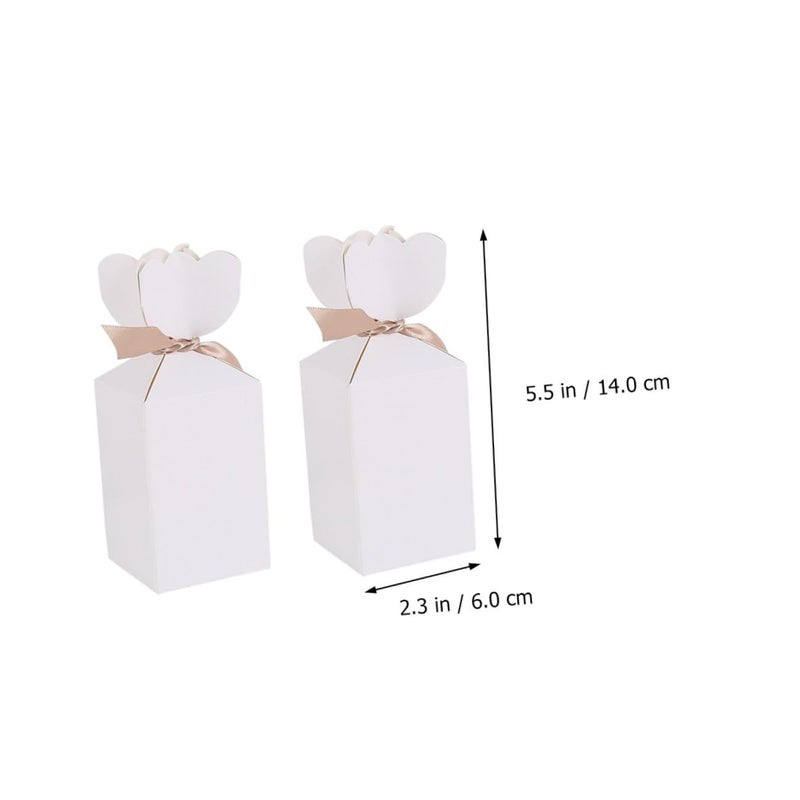 White Cardboard Ribbon Candy Box Set 20pcs Wedding Party Favor Packaging - Image 3