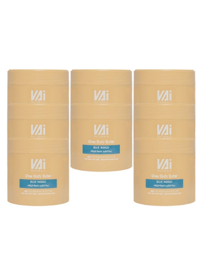 VAI 8 قطع زبدة الشيا للجسم باللون النيلي الأزرق ترطيب مغذي يدوم 48 ساعة للبشرة شديدة الجفاف غنية بفيتامين هـ - Image 1