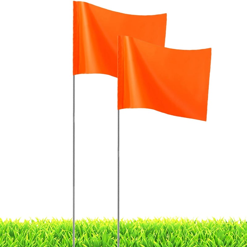 JIZHGRAD 20Pack Orange Marking Flags, JIZHGRAD 13x4x5 Inch Marker Flags Use for Yard & Lawn, Boundary & Dog Training, Survey & Landscape, Sprinkler & Surveyor, Garden & Construction, High Visibility, Sturdy, Versatile, UV & Weather Resistant - Image 1