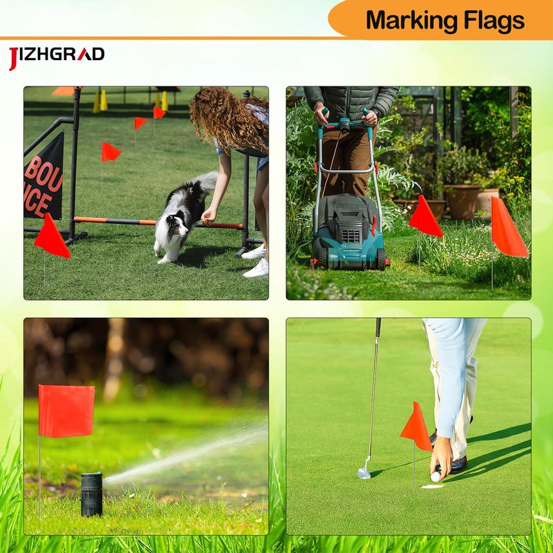 JIZHGRAD 20Pack Orange Marking Flags, JIZHGRAD 13x4x5 Inch Marker Flags Use for Yard & Lawn, Boundary & Dog Training, Survey & Landscape, Sprinkler & Surveyor, Garden & Construction, High Visibility, Sturdy, Versatile, UV & Weather Resistant - Image 5