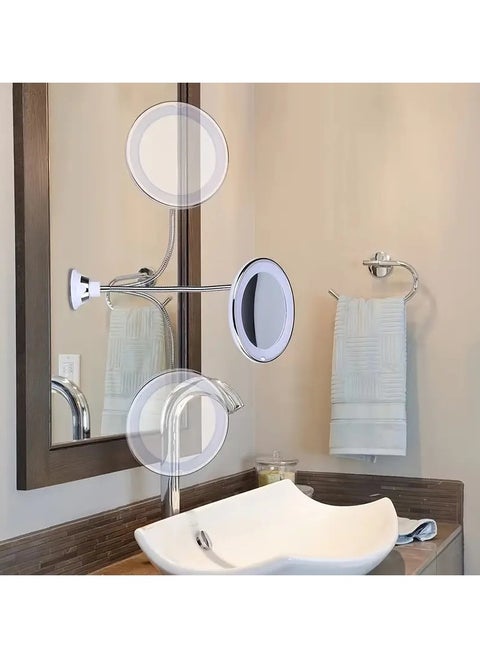 10x Magnifying LED Lighted Makeup Mirror 360 Degree Rotating Arm And Powerful Locking Suction Cup