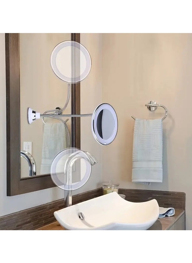 ORiTi 10x Magnifying LED Lighted Makeup Mirror 360 Degree Rotating Arm And Powerful Locking Suction Cup  - Image 1