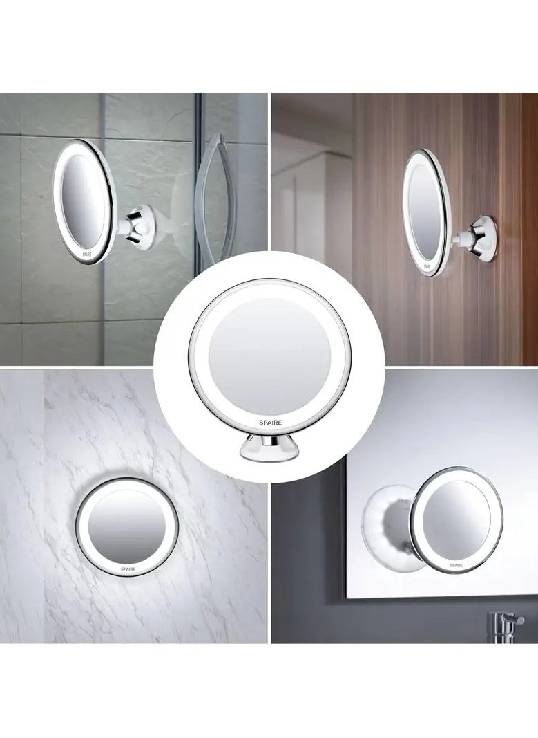 ORiTi 10x Magnifying LED Lighted Makeup Mirror 360 Degree Rotating Arm And Powerful Locking Suction Cup  - Image 5