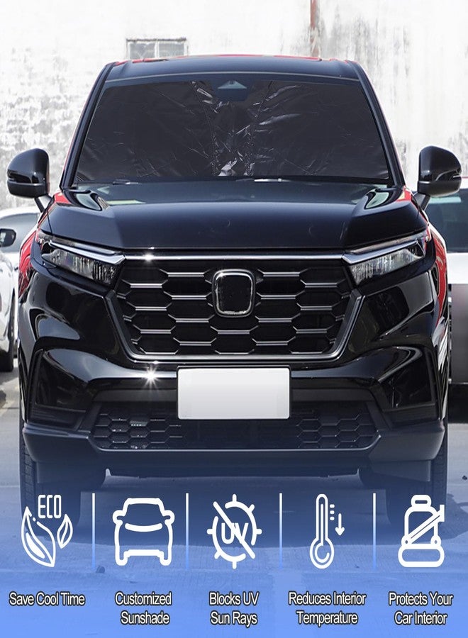 Qiosreui واقي شمس للزجاج الأمامي لهوندا CRV 2023-2025، ملحقات CR-V، واقي شمس أمامي مصمم خصيصًا، غطاء واقي شمس عاكس قابل للطي، واقي من الأشعة فوق البنفسجية يحافظ على برودة سيارتك (أسود 1) - Image 3