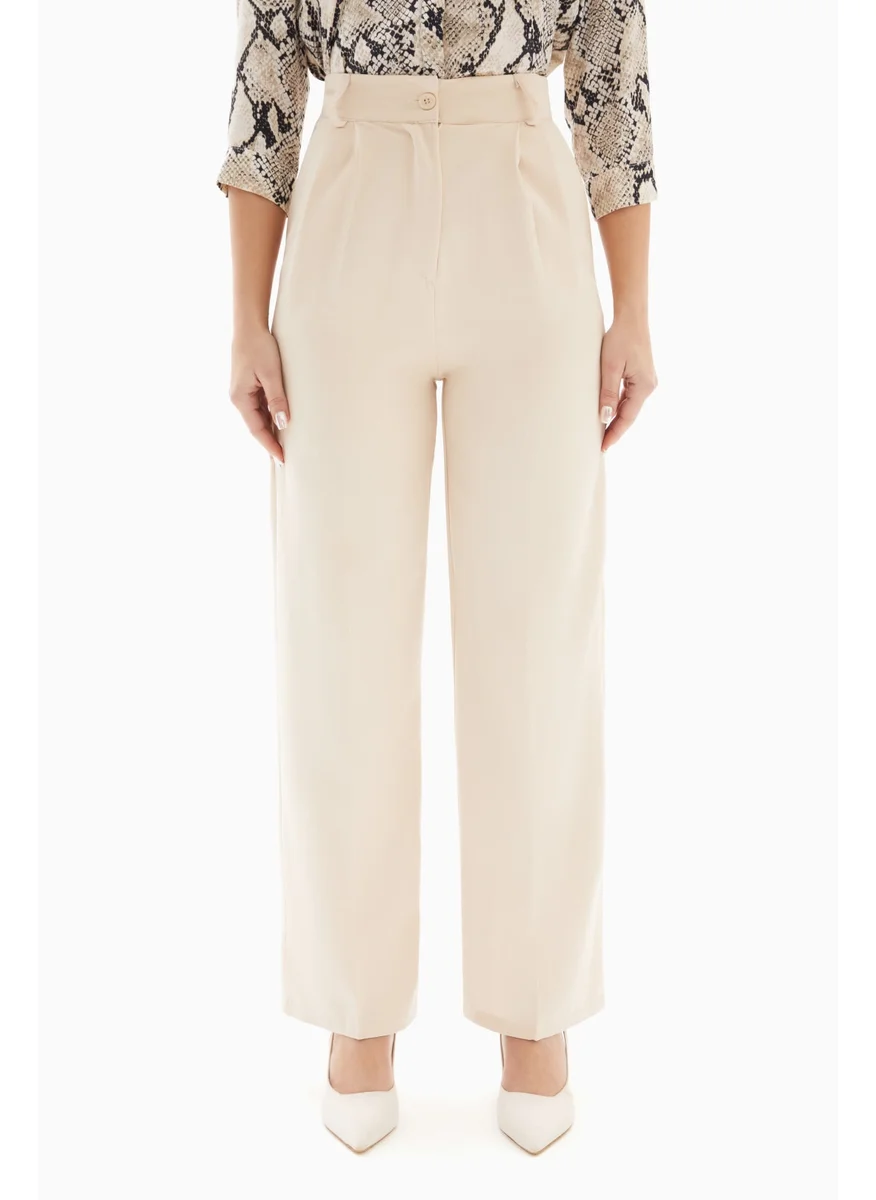 وي كرييت Beige Classic Trousers with Belt By WECRE8