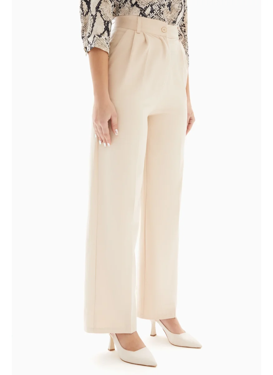 وي كرييت Beige Classic Trousers with Belt By WECRE8
