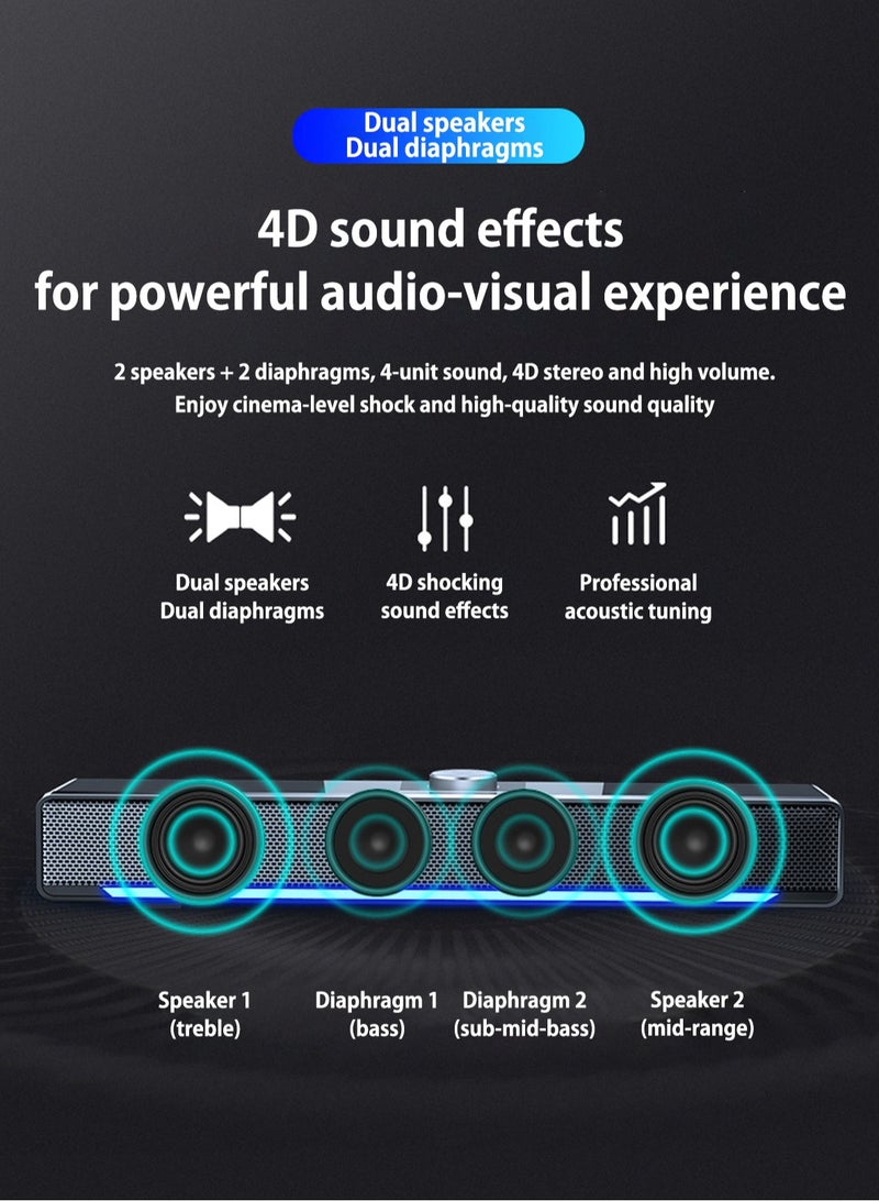SADA LED TV Sound Bar AUX Wired USB Speaker Home Theater System Surround SoundBar for TV PC Computer Speakers  - Image 5