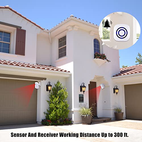 BESTOONE Motion Sensor Alarm, Long Range Wireless Driveway Alarm, Indoor Home Security System Electric Doorbells, 2 Motion Detector and 1 Alarm, 38 Chime Tunes, LED Indicator - Image 5
