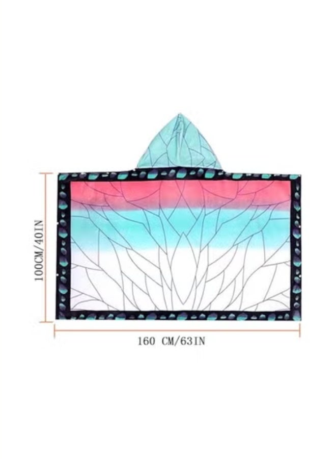 Anime Demon Wearable Blanket Hoodie Blanket Tanjiro Cosplay Cape Shawl Wrap Nap Quilt 160*100 cm / 63*40 inches - Image 2
