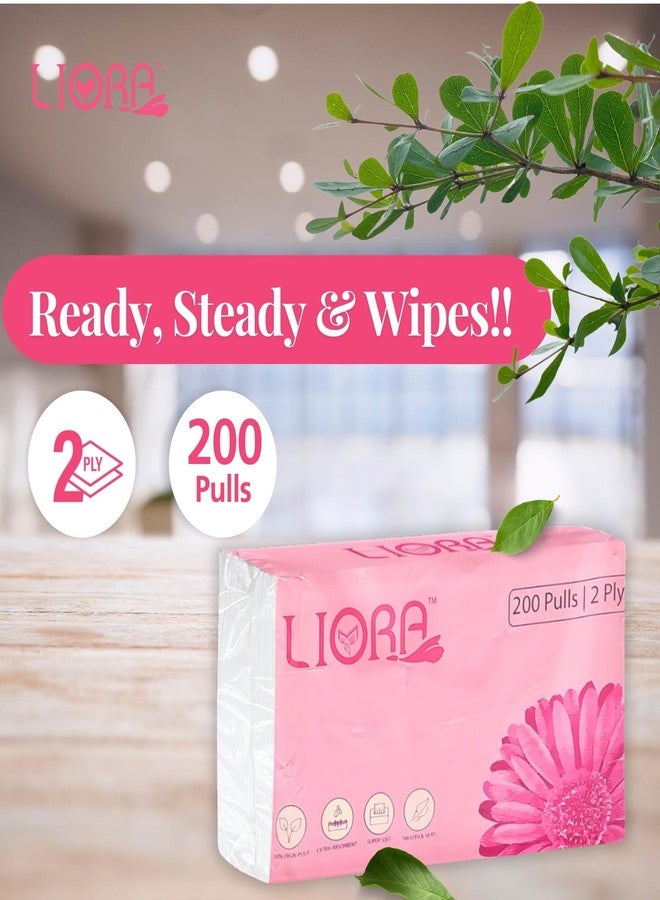 Liora 2 Ply Soft Facial Tissue 200 Pulls (Pack of 3) made of Natural Virgin Pulp, Super Soft, Extra Absorbent, Smooth & Silky, Paraben Free Facial Tissues for Sensitive Skin (200x3, 600 Sheets) - Image 2