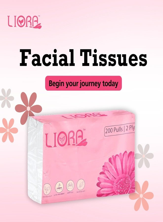 Liora 2 Ply Soft Facial Tissue 200 Pulls (Pack of 3) made of Natural Virgin Pulp, Super Soft, Extra Absorbent, Smooth & Silky, Paraben Free Facial Tissues for Sensitive Skin (200x3, 600 Sheets) - Image 5