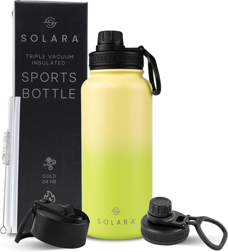 SOLARA Insulated Water Bottle 1 Litre, Hot Water Bottle, 1000ml Thermosteel Water Bottle for Travel, Home, Office, School, Gym, Adults, Water Bottle Hot and Cold, Sipper Bottle, Lime Green - Image 1
