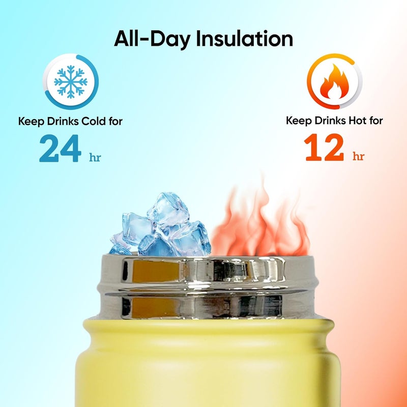 SOLARA Insulated Water Bottle 1 Litre, Hot Water Bottle, 1000ml Thermosteel Water Bottle for Travel, Home, Office, School, Gym, Adults, Water Bottle Hot and Cold, Sipper Bottle, Lime Green - Image 3