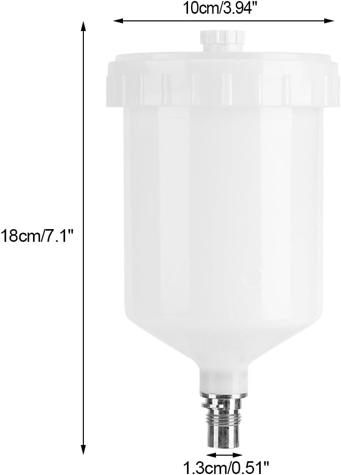 Fdit Sata Paint Cup Plastic Cup Air Gravity Paint Pot Thread Connector for Spray Gun Tool 600ml Capacity - Image 2