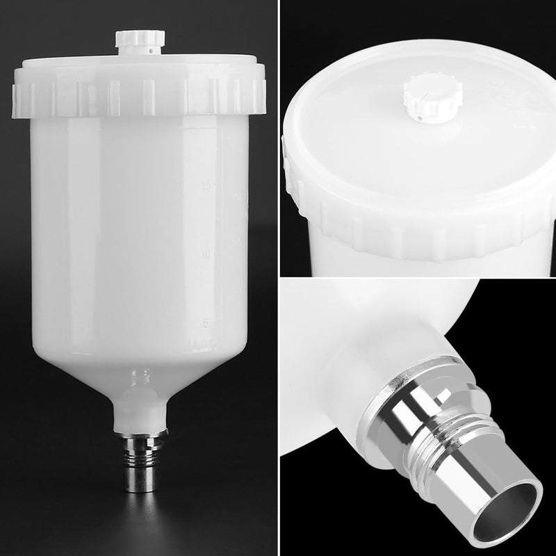 Fdit Sata Paint Cup Plastic Cup Air Gravity Paint Pot Thread Connector for Spray Gun Tool 600ml Capacity - Image 1