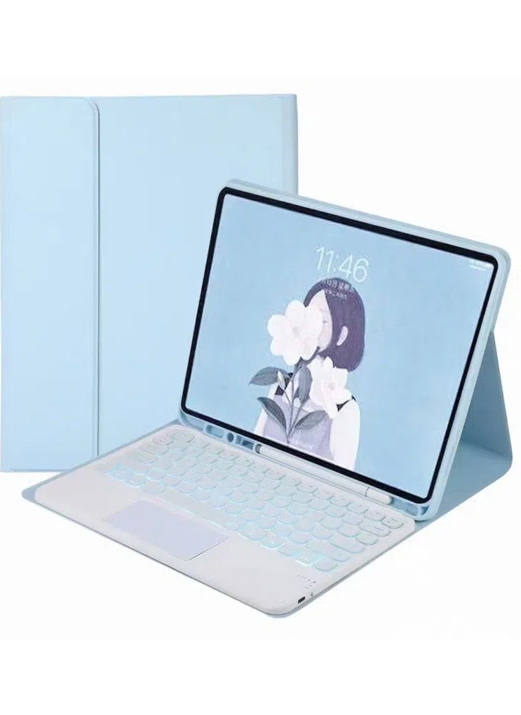 General Arabic and English Keyboard Case for iPad 10th Generation 10.9 inch 2022, 7 Color Backlit Bluetooth Slim Keyboard, Multi-Touch Trackpad, Lightweight Protective Cover 