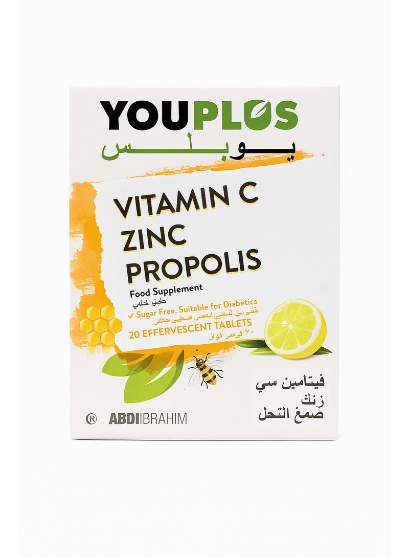 YouPlus Vitamin C Zinc Propolis Effervescent 20 Tablets - Image 2