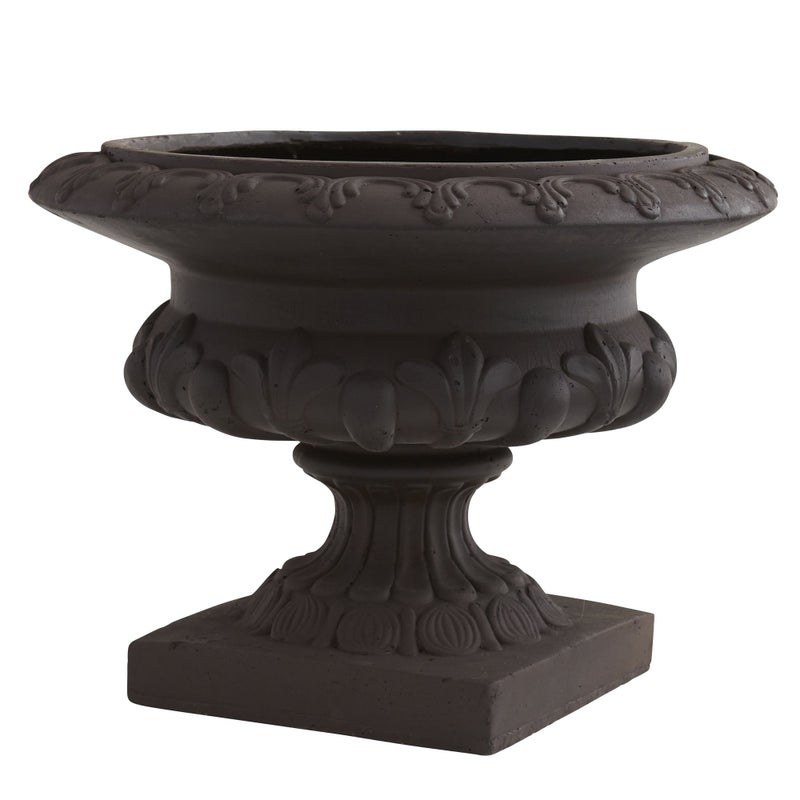 Nearly Natural Nearly Natural 125in H Ironfinish Decorative Urn IndoorOutdoor Containers Gray 