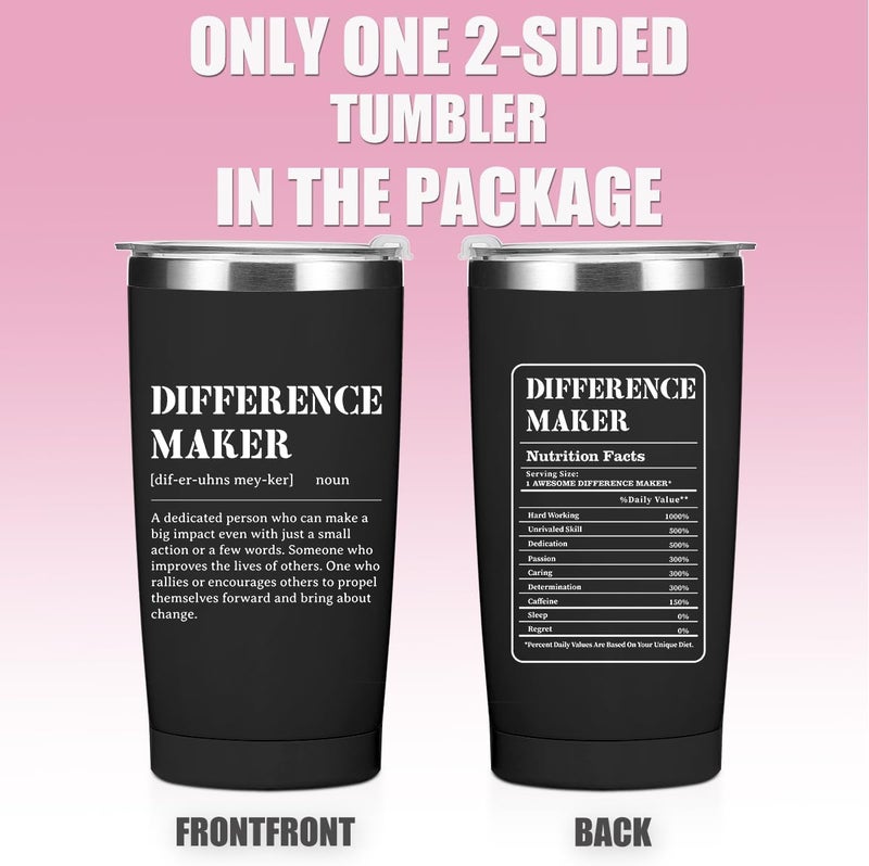CQM Difference Maker Gift Tumbler Thank You Gifts Water Bottle Employee Appreciation Gifts Travel Coffee Mug Stainless Steel Vacuum Insulated Thermal Cup for Teacher Supervisor Leader Birthday Christmas - Image 3