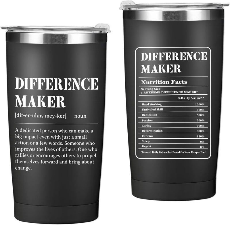 CQM Difference Maker Gift Tumbler Thank You Gifts Water Bottle Employee Appreciation Gifts Travel Coffee Mug Stainless Steel Vacuum Insulated Thermal Cup for Teacher Supervisor Leader Birthday Christmas - Image 1