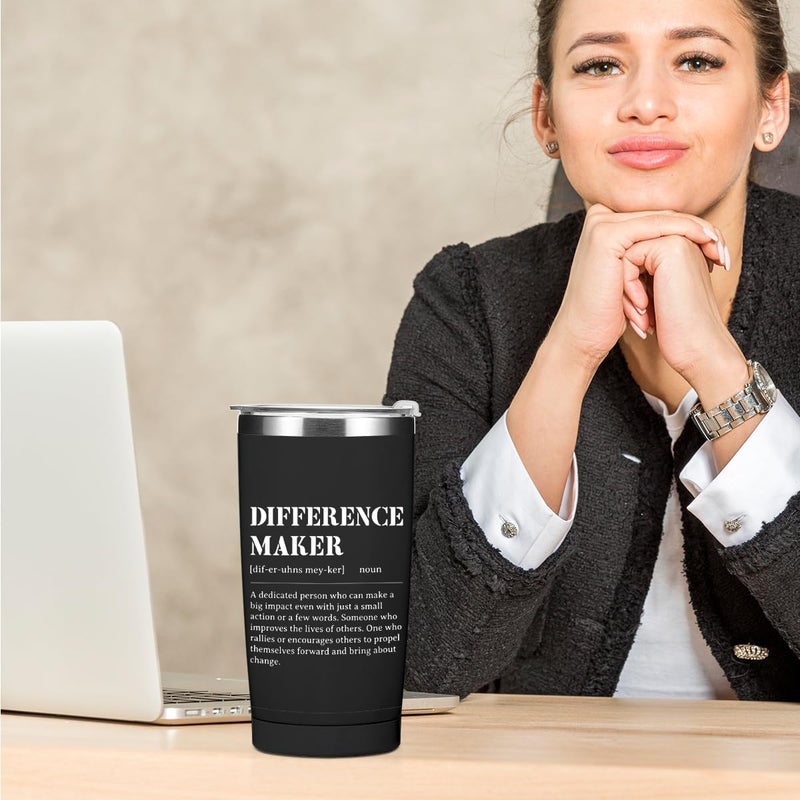 CQM Difference Maker Gift Tumbler Thank You Gifts Water Bottle Employee Appreciation Gifts Travel Coffee Mug Stainless Steel Vacuum Insulated Thermal Cup for Teacher Supervisor Leader Birthday Christmas - Image 4
