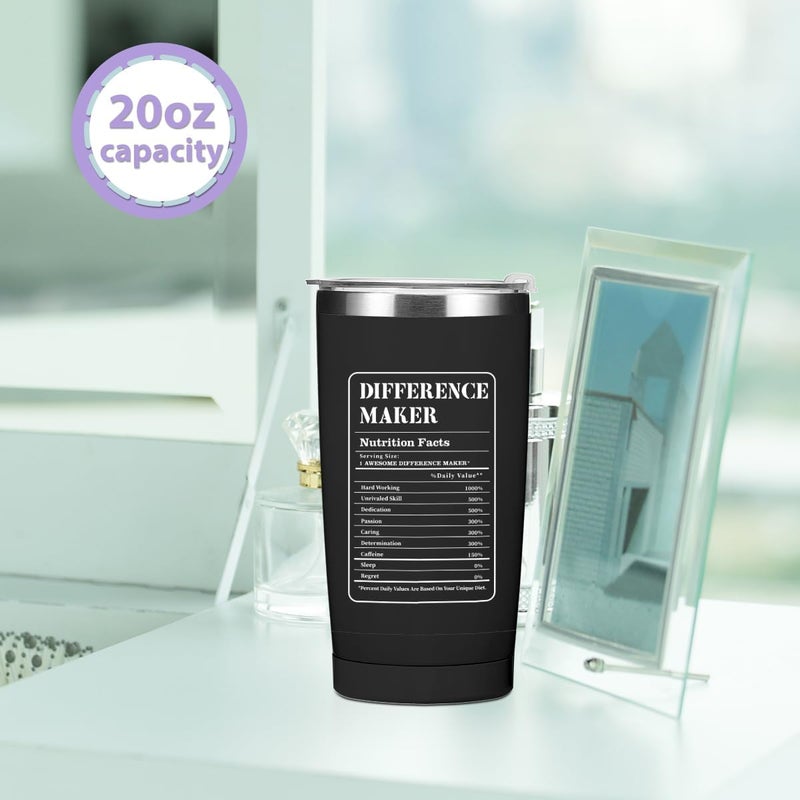 CQM Difference Maker Gift Tumbler Thank You Gifts Water Bottle Employee Appreciation Gifts Travel Coffee Mug Stainless Steel Vacuum Insulated Thermal Cup for Teacher Supervisor Leader Birthday Christmas - Image 5
