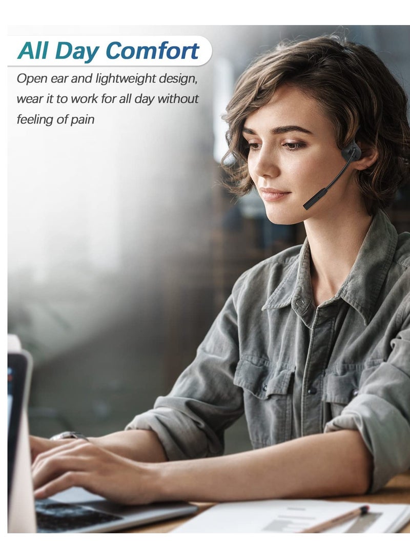 Excefore Wireless Bone Conduction Headphones, Open-Ear Bluetooth Earphones with Mic, Bluetooth Headset with Noise-Canceling Boom Microphone, for Drivers Online Meeting Office Home Business Sports(Black) - Image 5