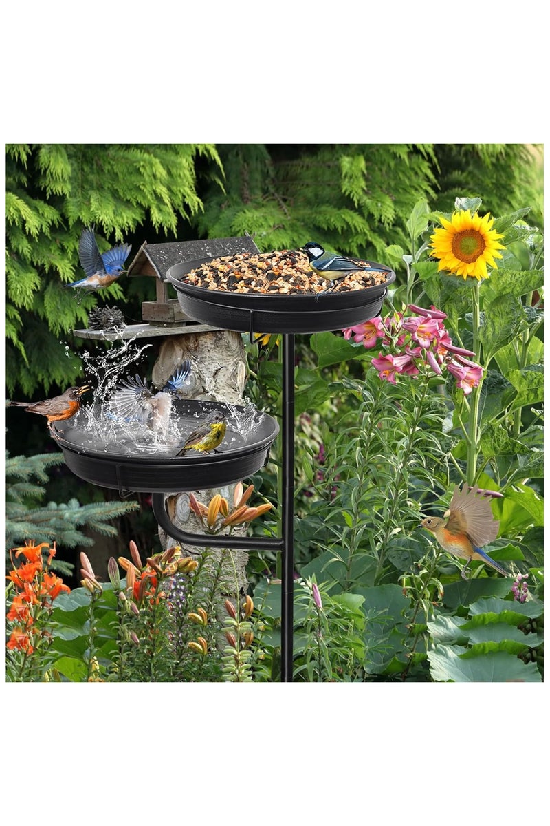 XICEN Freestanding Birdbaths Bowl Outdoor, Standing Garden Birdbath & Bird-Feeder & Bird Bath Bowl, Detachable Decoration Birdfeeder for Garden Patio Yard Lawn, 4 Spiky Metal Stake (Black) - Image 4