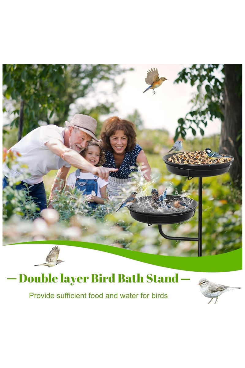XICEN Freestanding Birdbaths Bowl Outdoor, Standing Garden Birdbath & Bird-Feeder & Bird Bath Bowl, Detachable Decoration Birdfeeder for Garden Patio Yard Lawn, 4 Spiky Metal Stake (Black) - Image 3