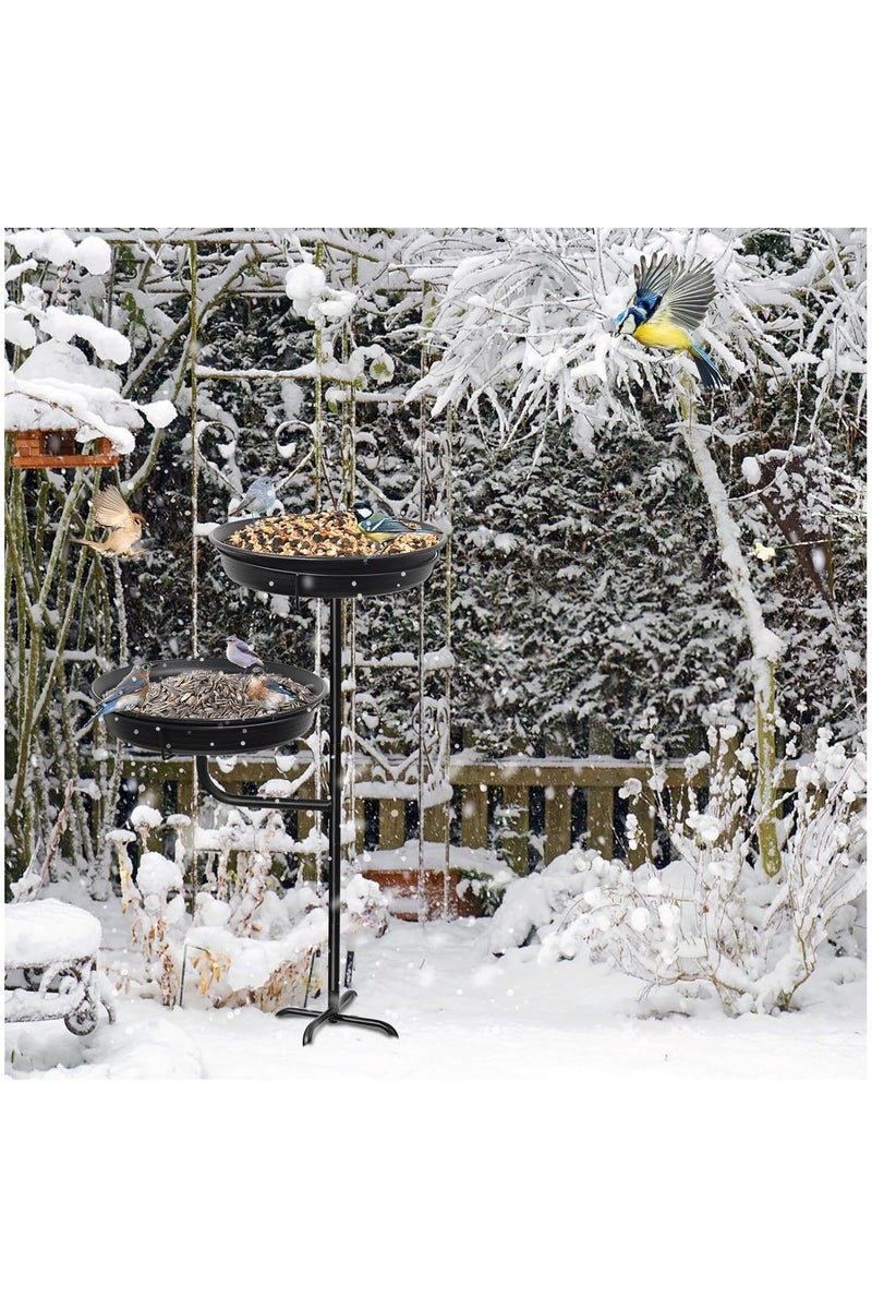 XICEN Freestanding Birdbaths Bowl Outdoor, Standing Garden Birdbath & Bird-Feeder & Bird Bath Bowl, Detachable Decoration Birdfeeder for Garden Patio Yard Lawn, 4 Spiky Metal Stake (Black) - Image 5