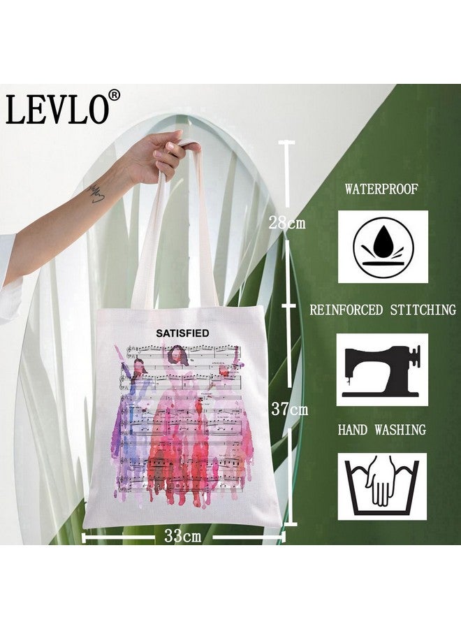 LEVLO Hamilton Schuyler Sisters Canvas Tote Bag Angelica & Eliza & Peggy Musical Fans Gift Broadway Schuyler Sisters Satisfied Grocery Reusable Bag (Satisfied Tote) - Image 2