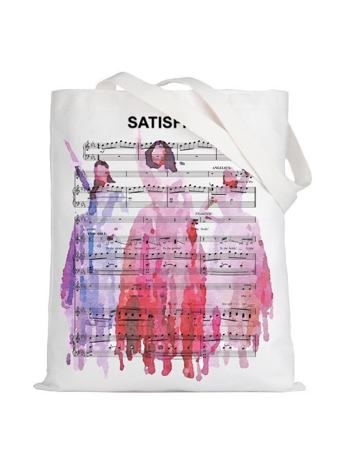 LEVLO Hamilton Schuyler Sisters Canvas Tote Bag Angelica & Eliza & Peggy Musical Fans Gift Broadway Schuyler Sisters Satisfied Grocery Reusable Bag (Satisfied Tote) - Image 1