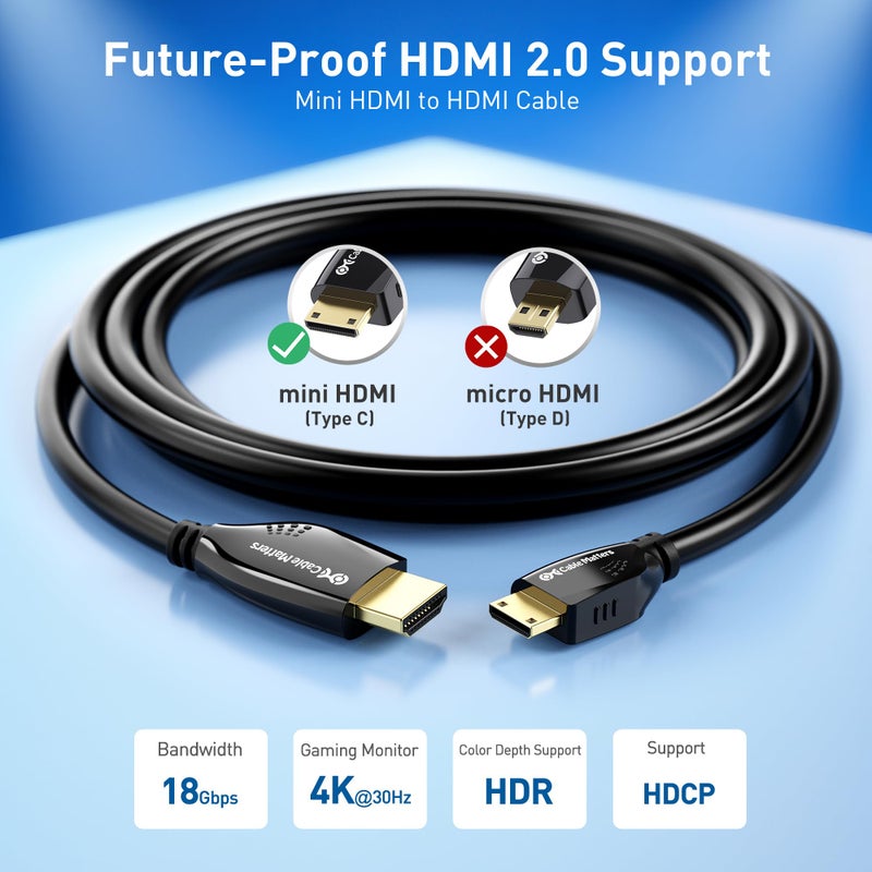 Cable Matters High-Speed 4K Mini HDMI to HDMI Cable - 15ft, HDMI2.0 Ready for Tablets, Nikon, Sony, Canon DSLR, Raspberry Pi Zero - Image 2