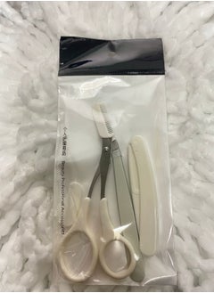 ORiTi 3Pcs Eyebrow Trimming Set Stainless Steel Eyebrow Tweezer Eyebrow Scissors with Comb Eyebrow Razor Black 
