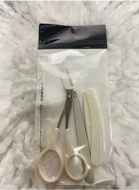 3Pcs Eyebrow Trimming Set Stainless Steel Eyebrow Tweezer Eyebrow Scissors with Comb Eyebrow Razor Black