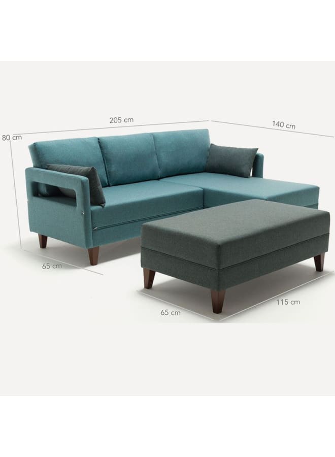 Retro Corner sofa 140 cm - Turquoise - Image 4