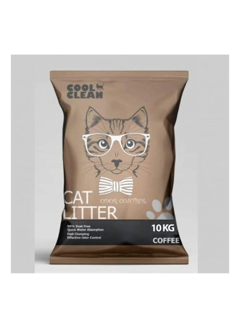 Cool Clean Clumping Cat Litter Coffee Scent – 10kg, Brown