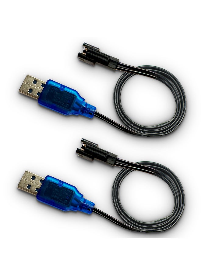2 Pack 3.7V USB Charger Cable with SM-2P Plug Connector for RC Toy Remote Control Car Vehicle Rechargeable Li-ion Batteries and Li-Po Battery - Image 1