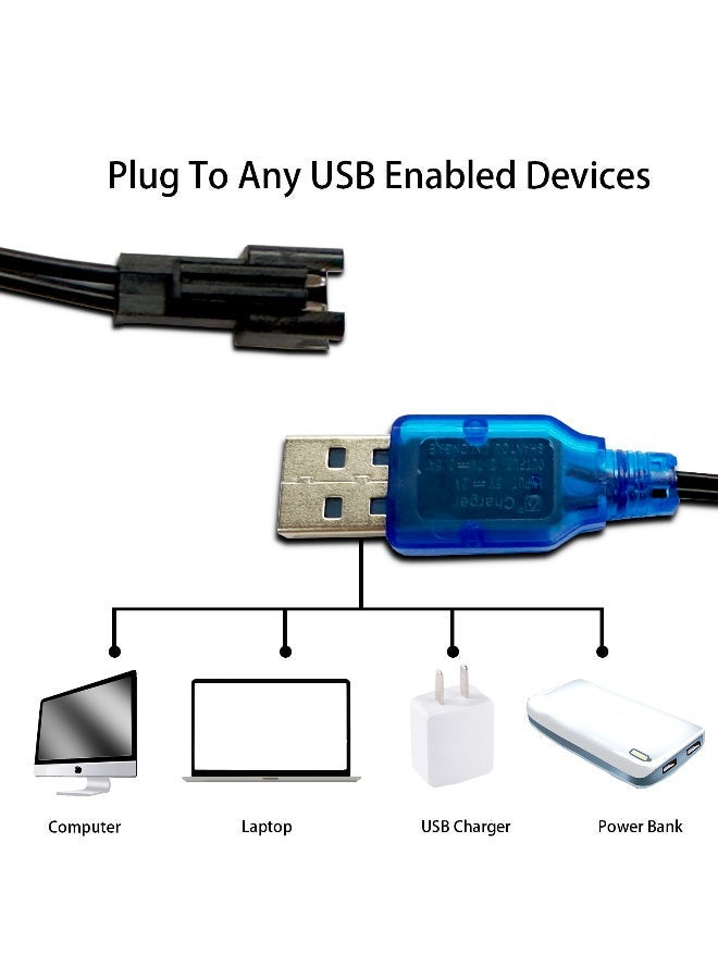 2 Pack 3.7V USB Charger Cable with SM-2P Plug Connector for RC Toy Remote Control Car Vehicle Rechargeable Li-ion Batteries and Li-Po Battery - Image 4