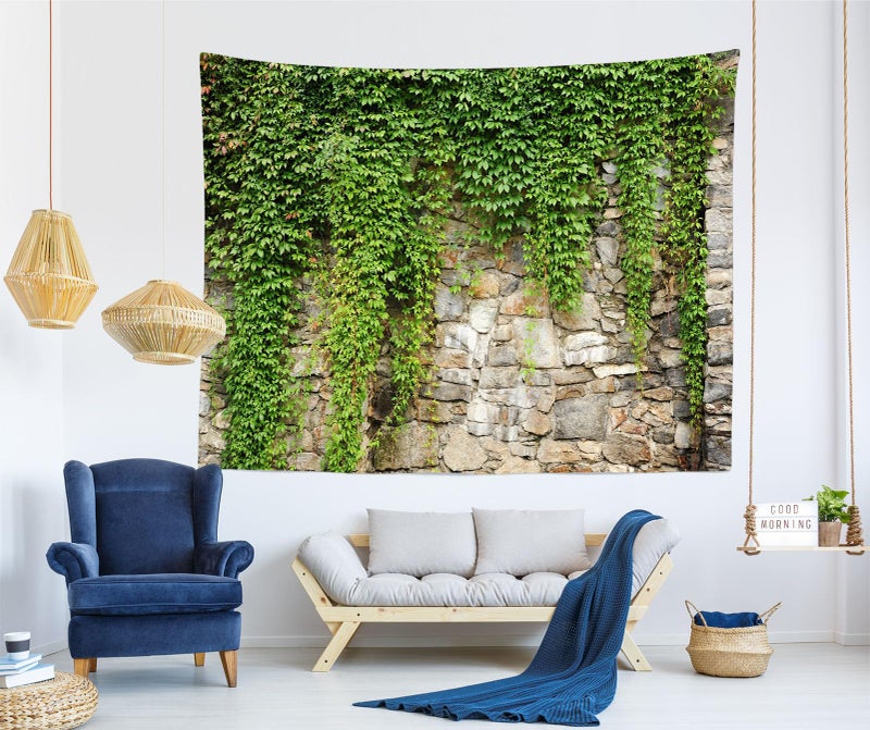 BELECO 7x5ft Fabric Green Leaves Wall Backdrop Old Stone Wall with Green Leaves Vine Spring Garden Nature Backdrop Greenery Banner Background Home Decor Wedding Birthday Photoshoot Studio Props - Image 5