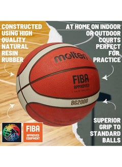 molten Molten Premium Rubber Basketball | FIBA Approved, Indoor/Outdoor, Excellent Grip & Bounce | Ideal for Practice, 12 panel Design | Orange/Ivory  - Image 2