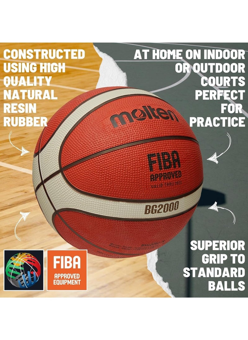 molten Molten Premium Rubber Basketball | FIBA Approved, Indoor/Outdoor, Excellent Grip & Bounce | Ideal for Practice, 12 panel Design | Orange/Ivory  - Image 2