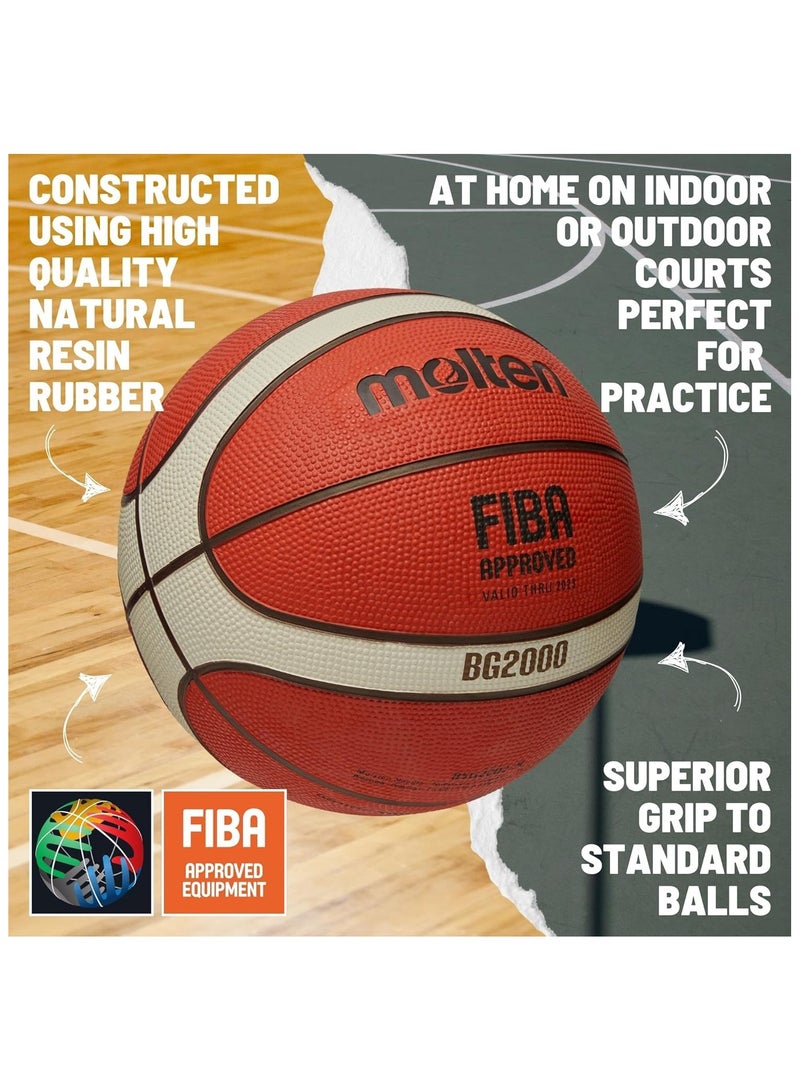 molten Premium Rubber Basketball | FIBA Approved, Indoor/Outdoor, Excellent Grip & Bounce | Ideal for Practice, 12 panel Design | Orange/Ivory  - Image 2