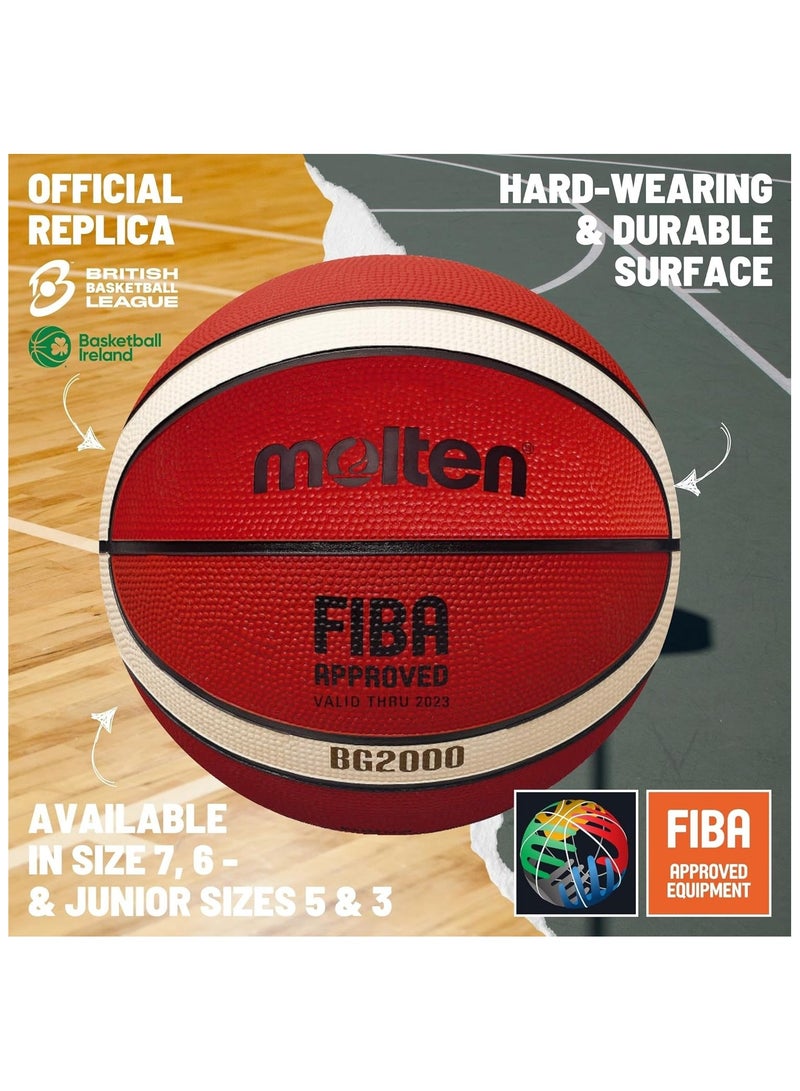 molten Premium Rubber Basketball | FIBA Approved, Indoor/Outdoor, Excellent Grip & Bounce | Ideal for Practice, 12 panel Design | Orange/Ivory  - Image 3